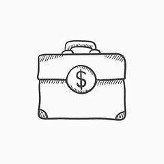 Image showing Suitcase with dollar symbol sketch icon.