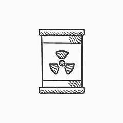 Image showing Barrel with ionizing radiation sign sketch icon.