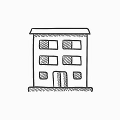 Image showing Residential building sketch icon.