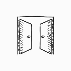 Image showing Open doors sketch icon.