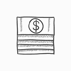 Image showing Stack of dollar bills sketch icon.