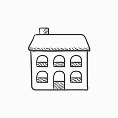 Image showing Two storey detached house sketch icon.