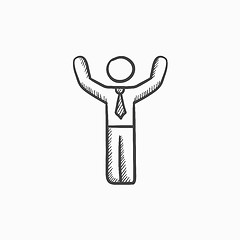 Image showing Man with raised arms sketch icon.