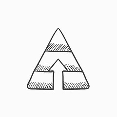 Image showing Pyramid with arrow up sketch icon.