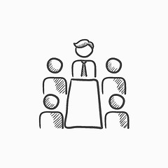 Image showing Business meeting in the office sketch icon.