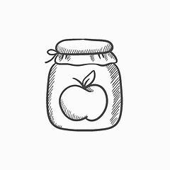 Image showing Apple jam jar sketch icon.