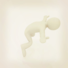 Image showing falling 3d man on white background. 3D illustration. Vintage sty