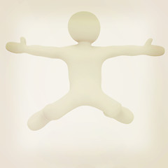 Image showing falling 3d man on white background. 3D illustration. Vintage sty