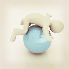 Image showing 3d man exercising position on fitness ball. My biggest pilates s