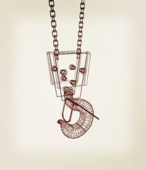 Image showing Crane hook. 3D illustration. Vintage style.