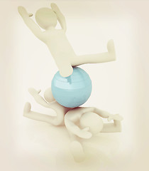 Image showing 3d man exercising position on fitness ball. My biggest pilates s