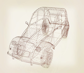 Image showing 3d model retro car. 3D illustration. Vintage style.