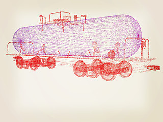 Image showing 3D model cistern car. 3D illustration. Vintage style.