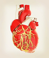 Image showing Human heart. 3D illustration. Vintage style.