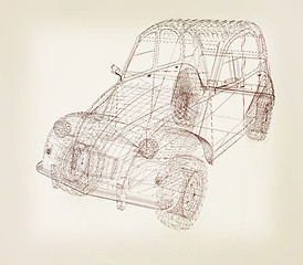 Image showing 3d model retro car. 3D illustration. Vintage style.