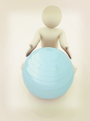 Image showing 3d man exercising position on fitness ball. My biggest pilates s