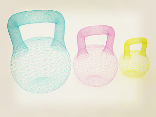 Image showing dumbbells. 3D illustration. Vintage style.