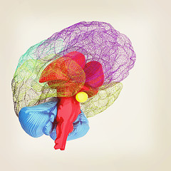 Image showing Creative concept of the human brain. 3D illustration. Vintage st