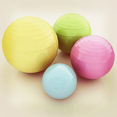 Image showing Fitness balls. 3D illustration. Vintage style.