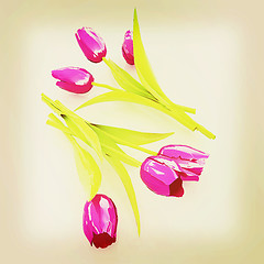 Image showing Tulip flower. 3D illustration. Vintage style.