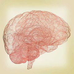 Image showing Creative concept of the human brain. 3D illustration. Vintage st