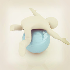 Image showing 3d man exercising position on fitness ball. My biggest pilates s