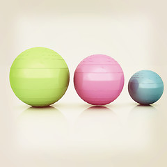 Image showing Fitness balls. 3D illustration. Vintage style.