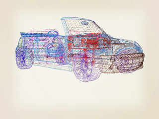 Image showing 3d model cars . 3D illustration. Vintage style.