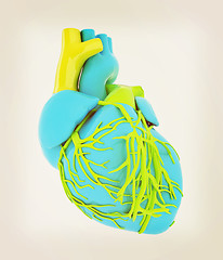 Image showing Human heart. 3D illustration. Vintage style.