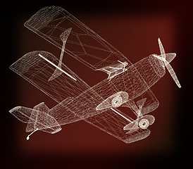 Image showing retro airplane isolated on black background . 3D illustration. V