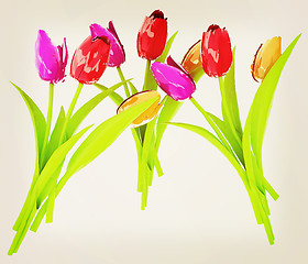 Image showing Tulip flower. 3D illustration. Vintage style.