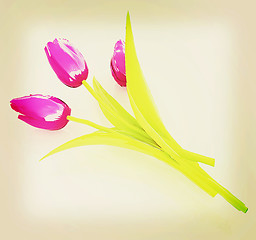 Image showing Tulip flower. 3D illustration. Vintage style.