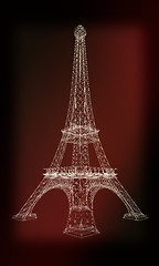 Image showing 3d Eiffel Tower render. 3D illustration. Vintage style.