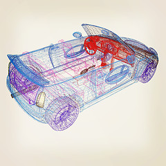 Image showing 3d model cars . 3D illustration. Vintage style.