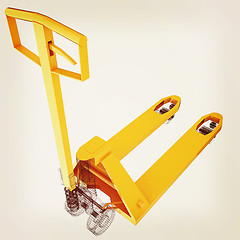 Image showing 3d model pallet jack. 3D illustration. Vintage style.