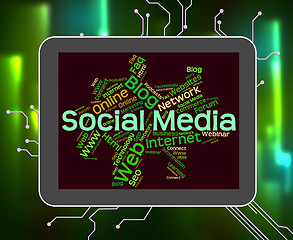 Image showing Social Media Shows Wordcloud Word And Internet