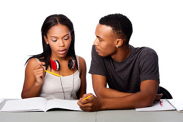Image showing Students helping studying together