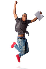 Image showing Student jumping because good grades