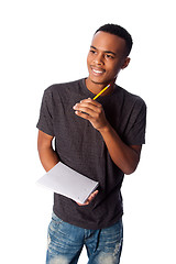Image showing Happy student with notepad