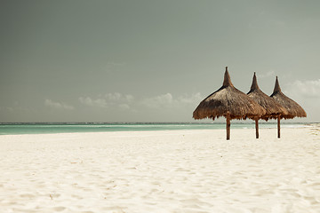 Image showing tropical beach with palapa