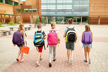 Image showing group of happy elementary school students walking