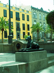 Image showing editorial Dog statue in Vegueta Park Grand Canary Island, Spain
