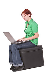 Image showing Girl working on laptop