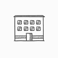 Image showing Office building sketch icon.