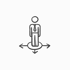 Image showing Businessman in three ways sketch icon.