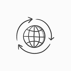 Image showing Globe with arrows sketch icon.