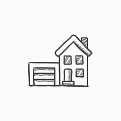 Image showing House with garage sketch icon.