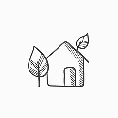 Image showing Eco-friendly house sketch icon.