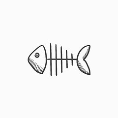 Image showing Fish skeleton sketch icon.