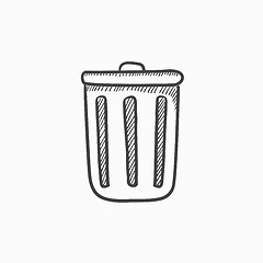 Image showing Trash can sketch icon.